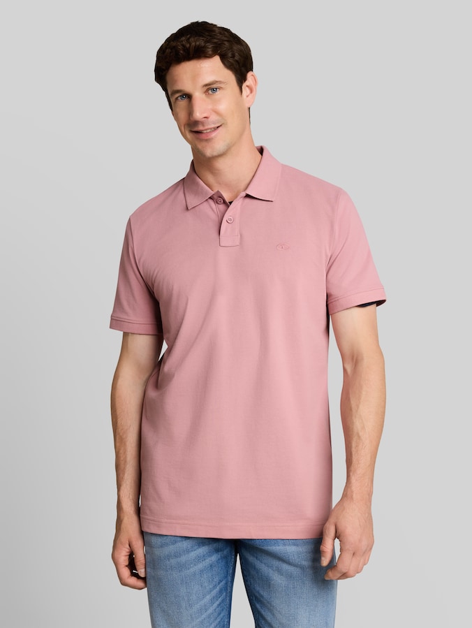 Piqué polo shirt with embroidered logo by Men, dusty rose
