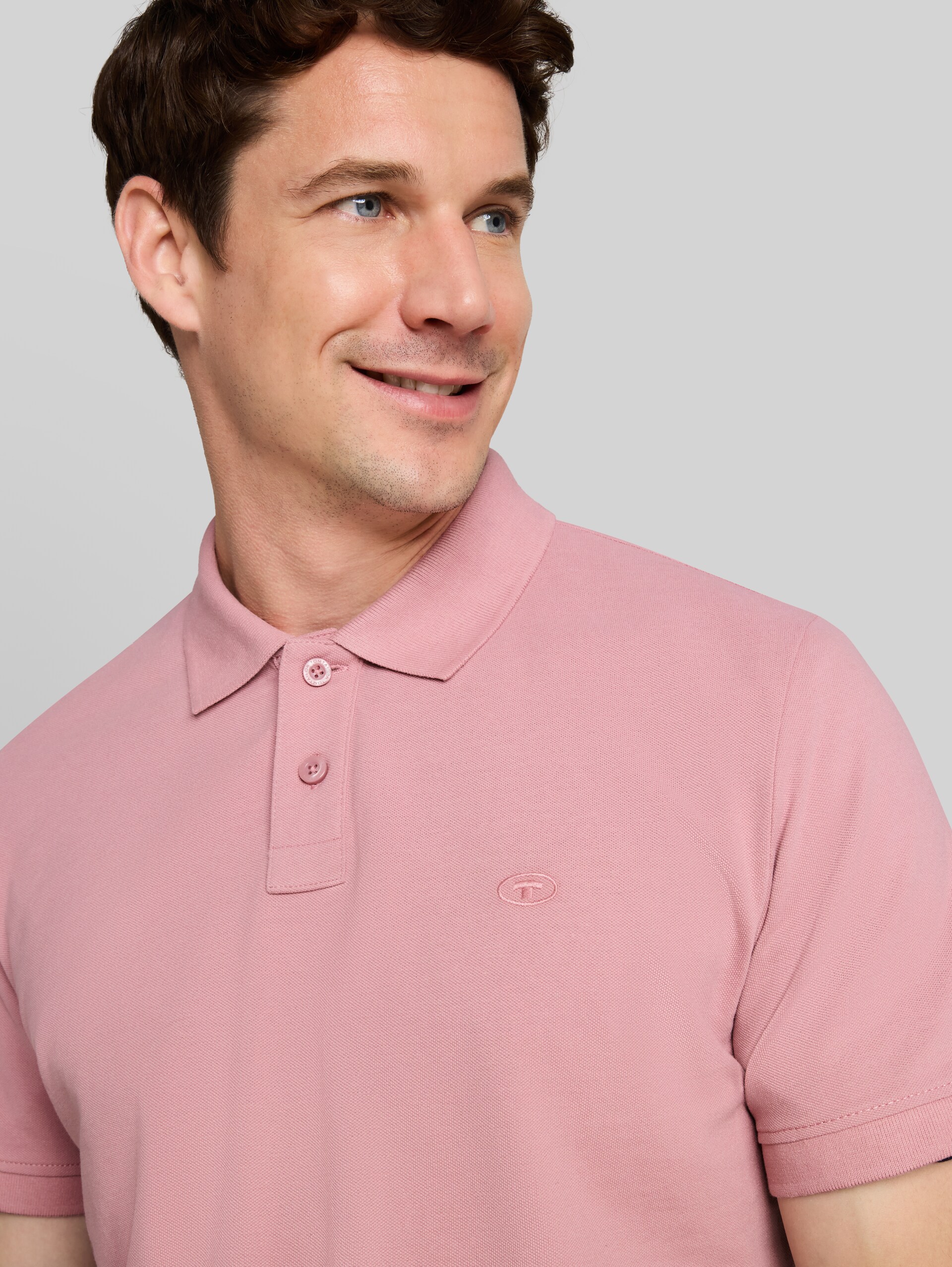 Piqué Poloshirt mit Logo-Stickerei - dusty rose