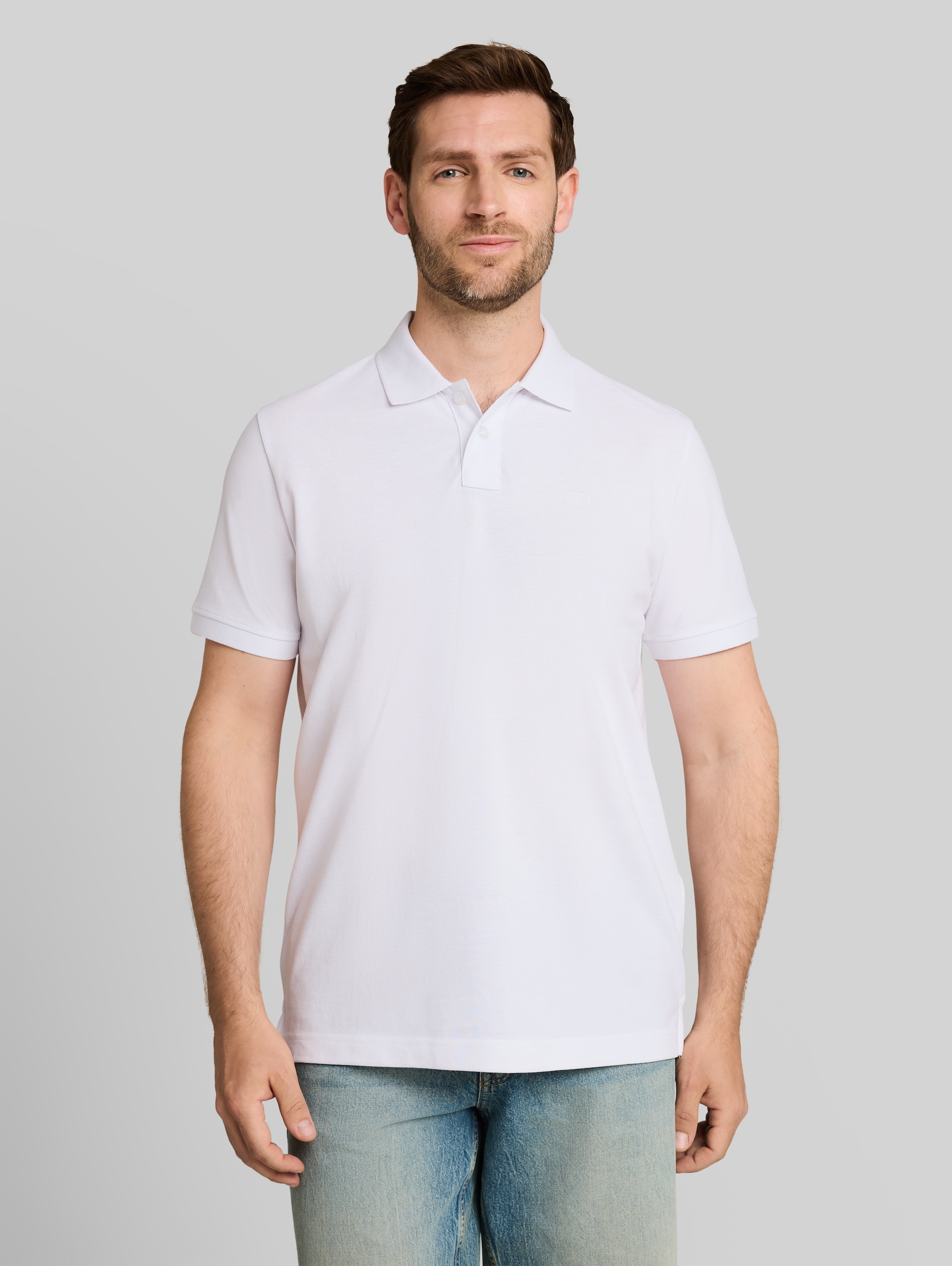 Piqué Poloshirt mit Logo-Stickerei - White