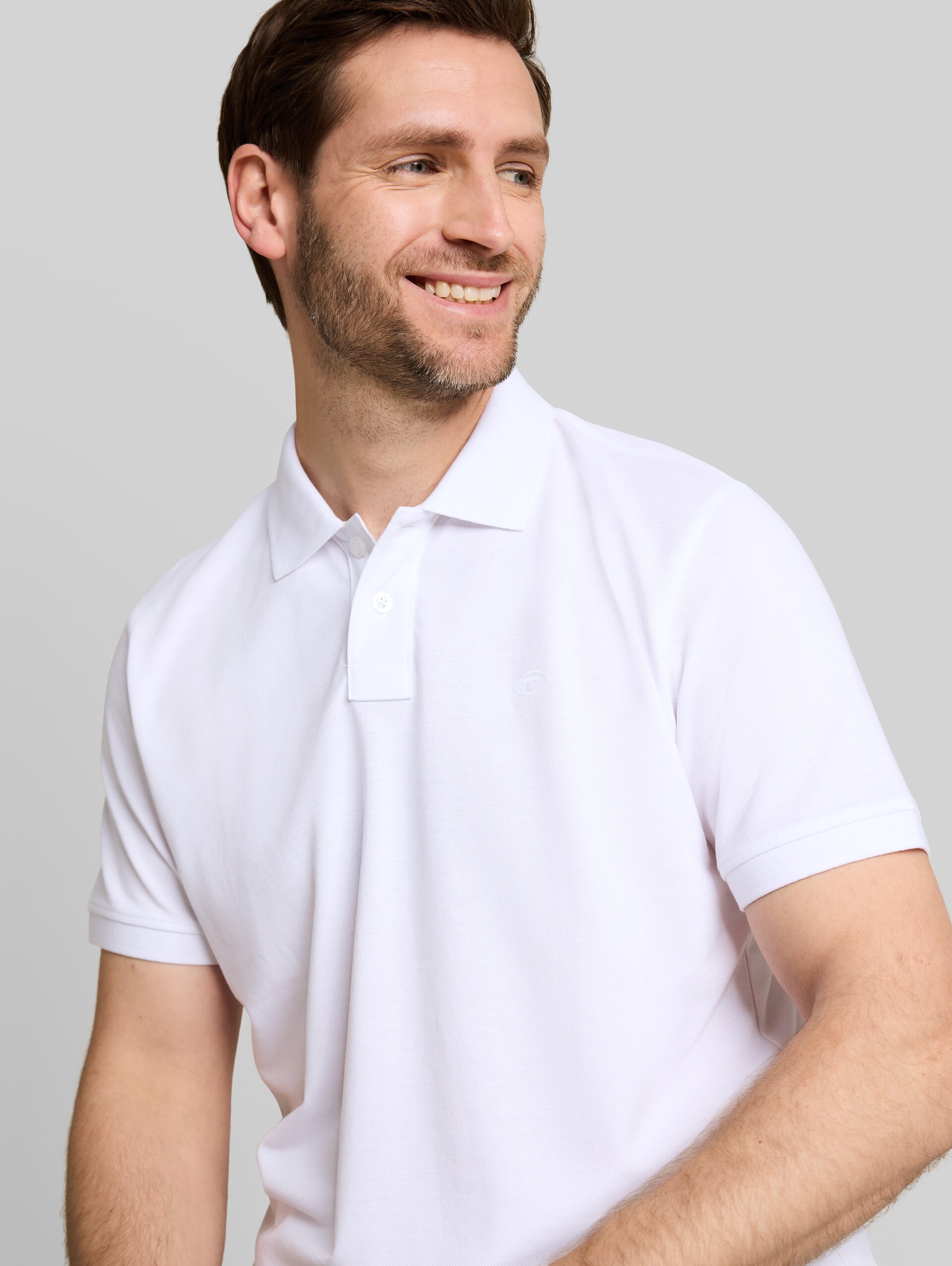 Piqué Poloshirt mit Logo-Stickerei - White