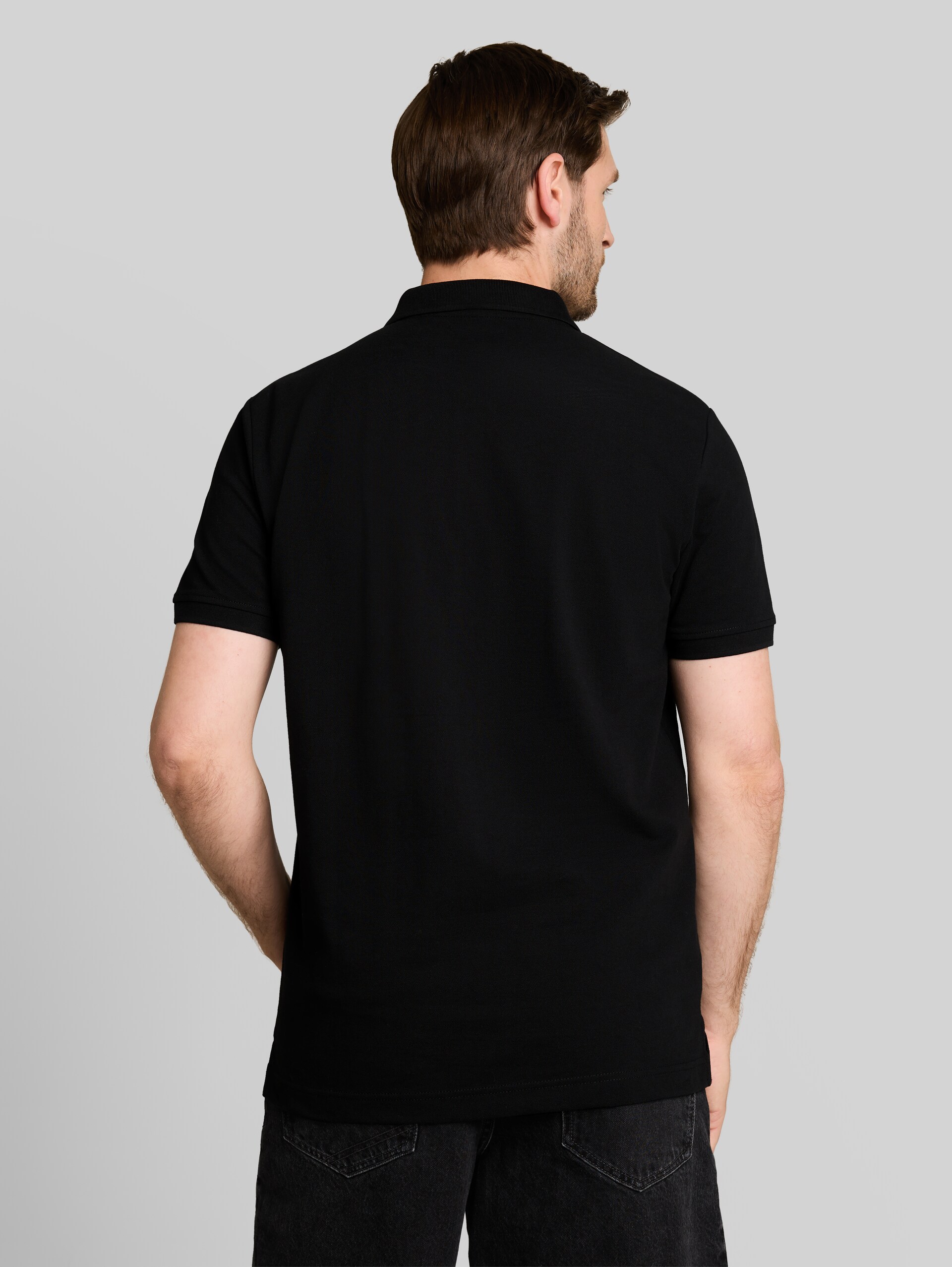 Piqué Poloshirt mit Logo-Stickerei - Black