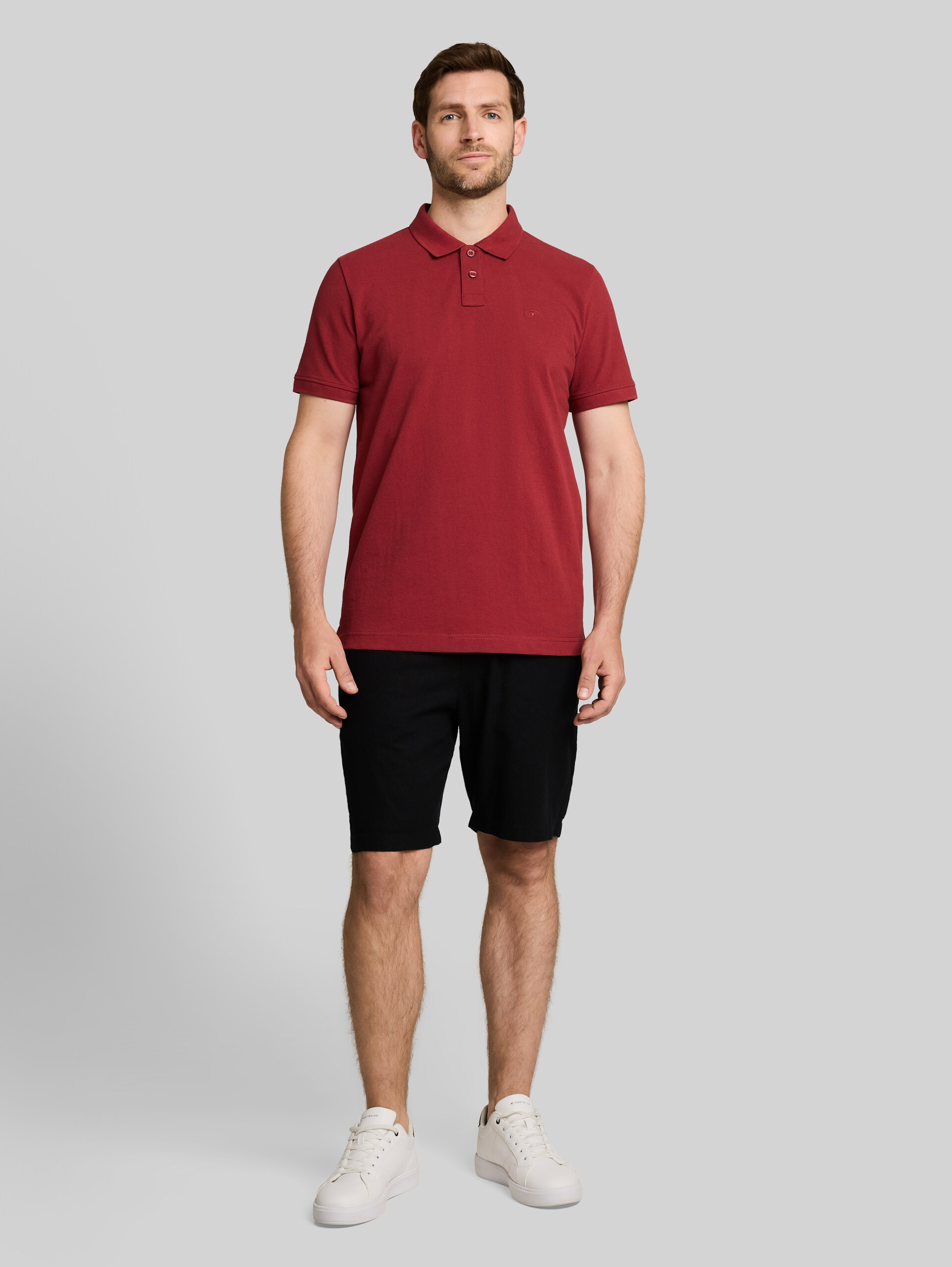 Piqué poloshirt met geborduurd logo - pear red