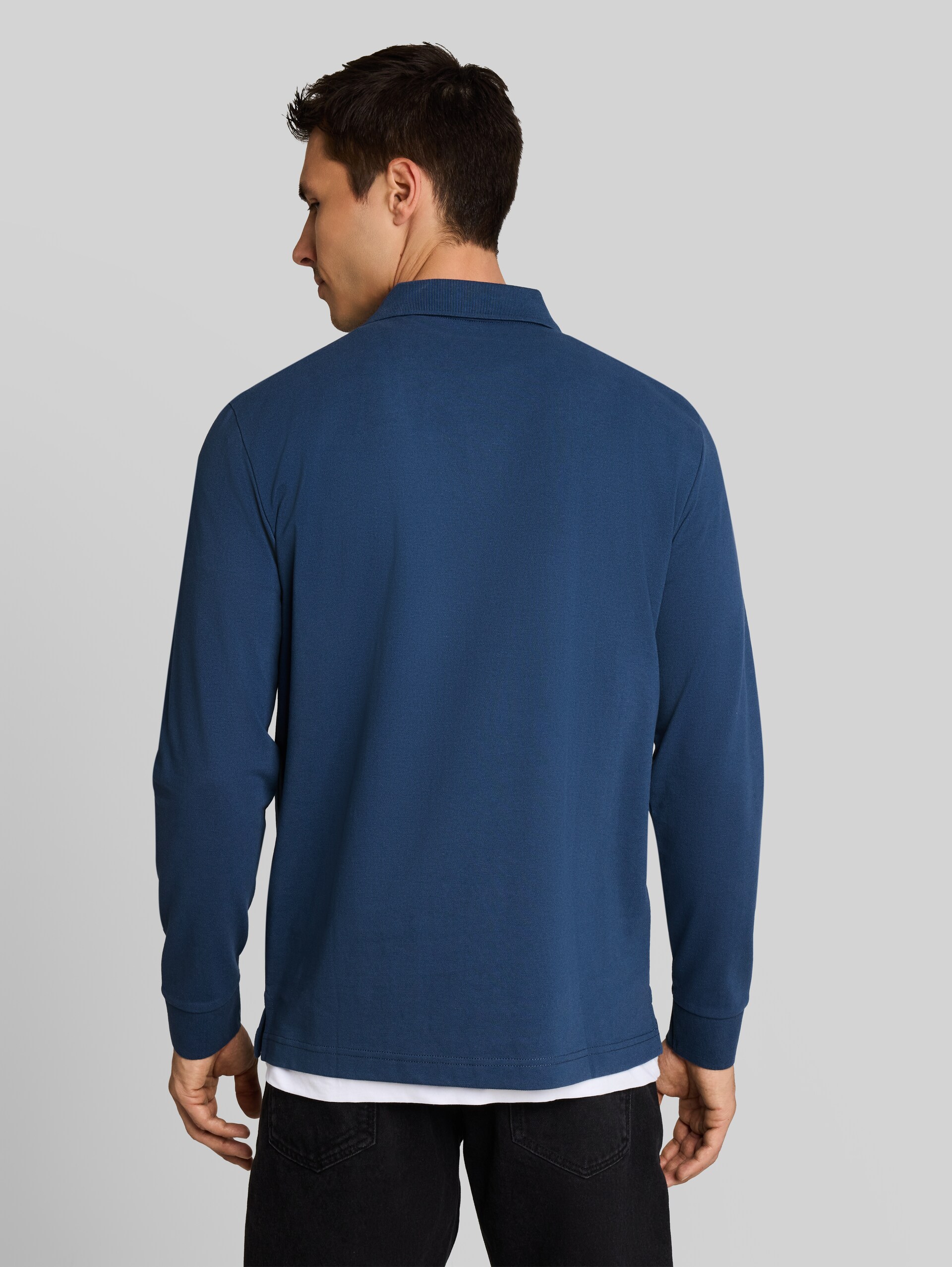 Langarm Piqué Poloshirt - Dark Duck Blue