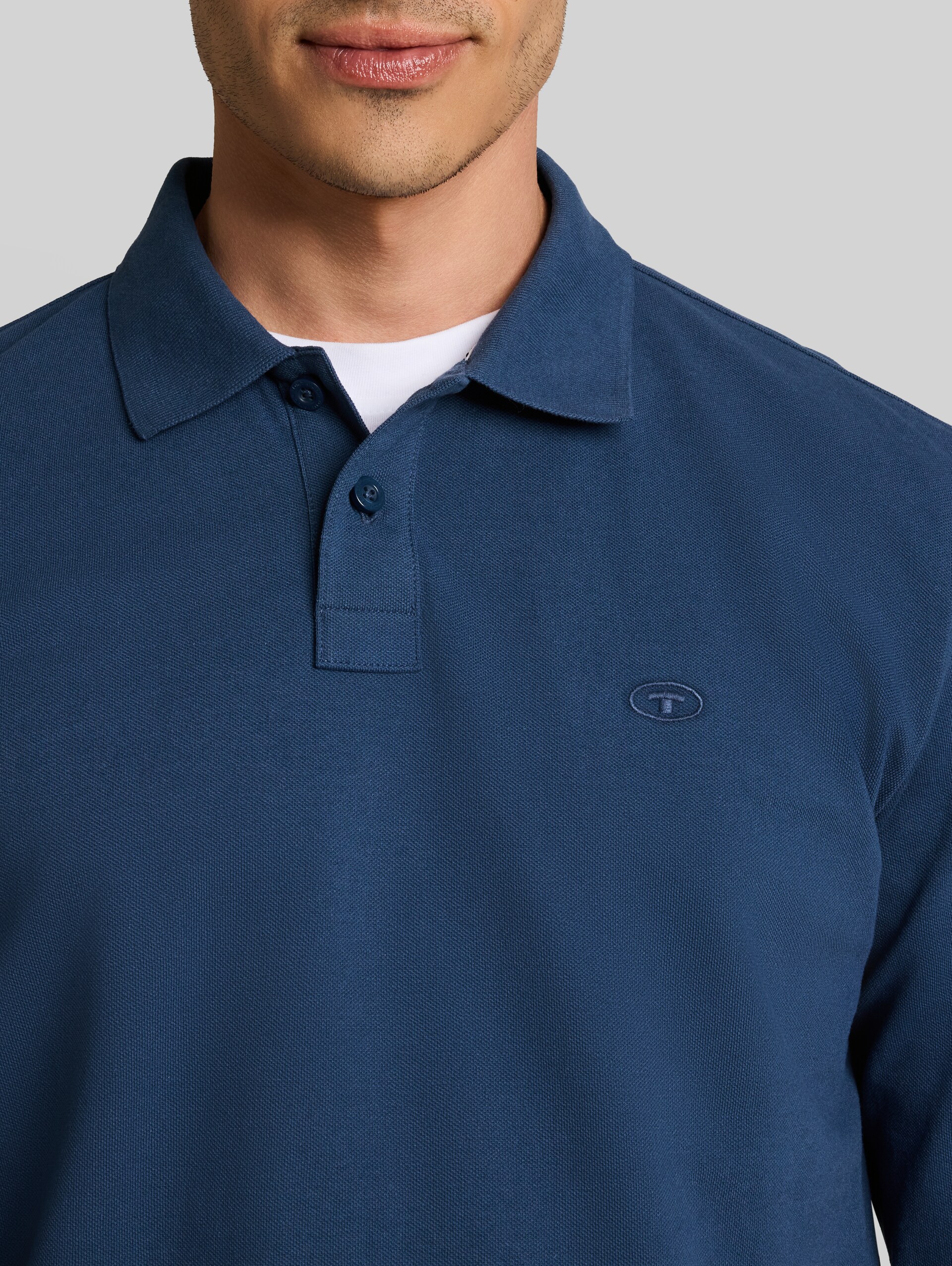 Langarm Piqué Poloshirt - Dark Duck Blue