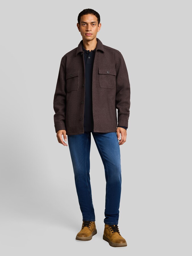 Piqué-poloshirt met lange mouwen door Men, sky captain blue