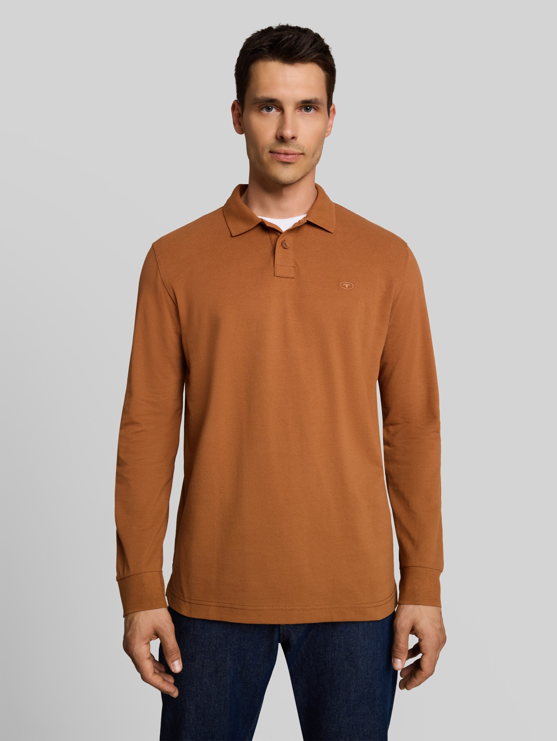 Langarm Piqué Poloshirt - bright camel brown