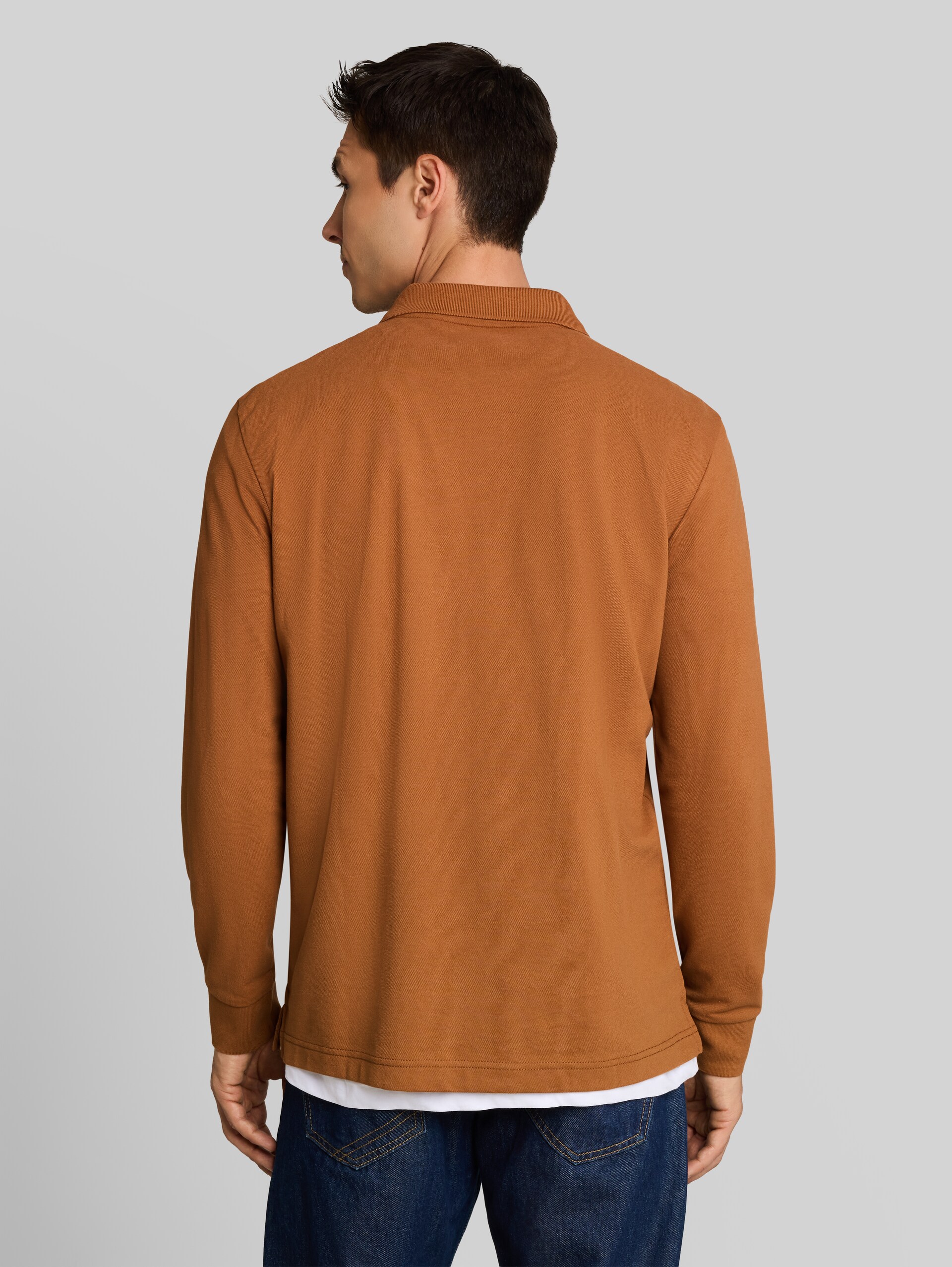 Langarm Piqué Poloshirt - bright camel brown