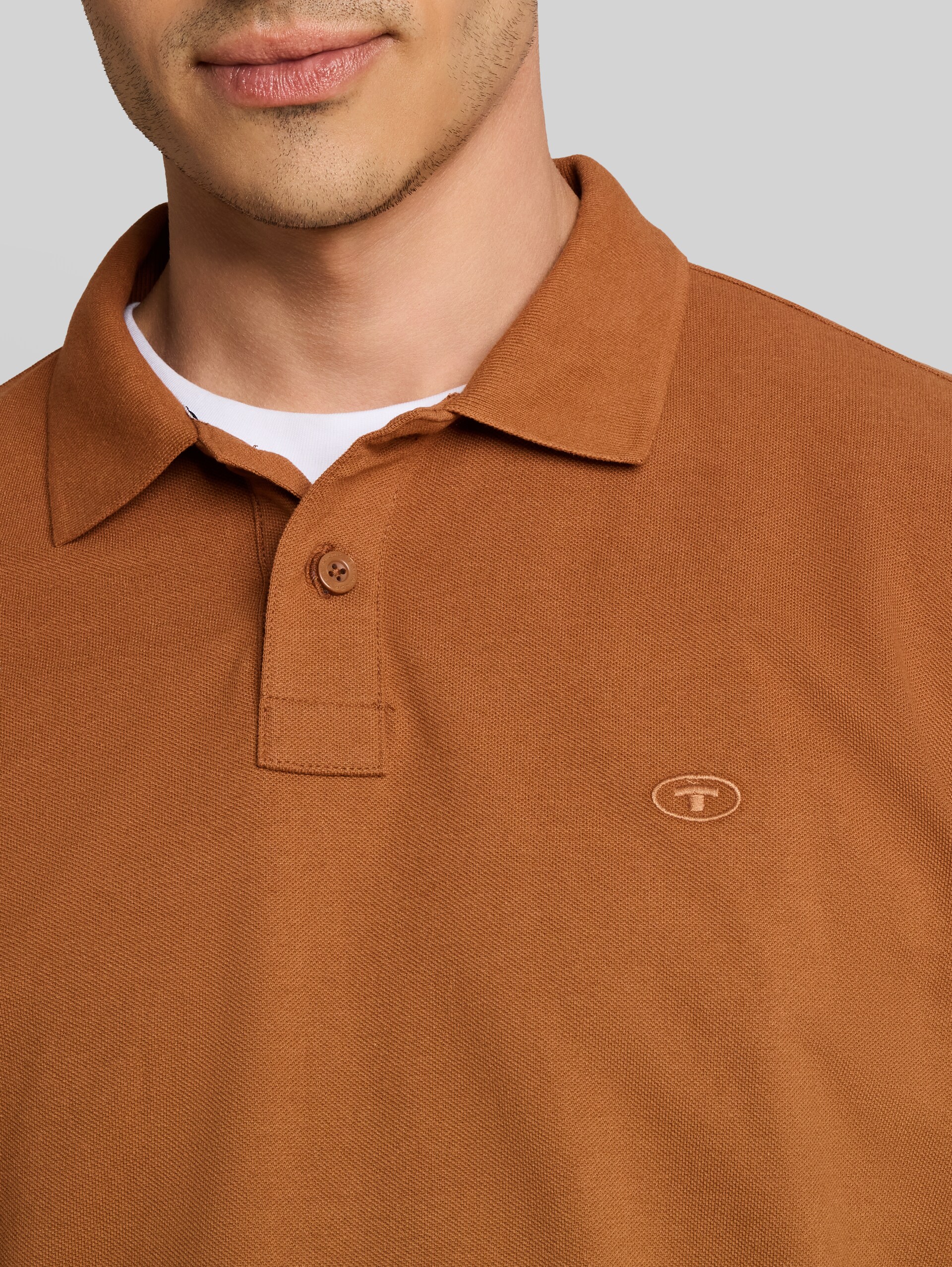 Langarm Piqué Poloshirt - bright camel brown