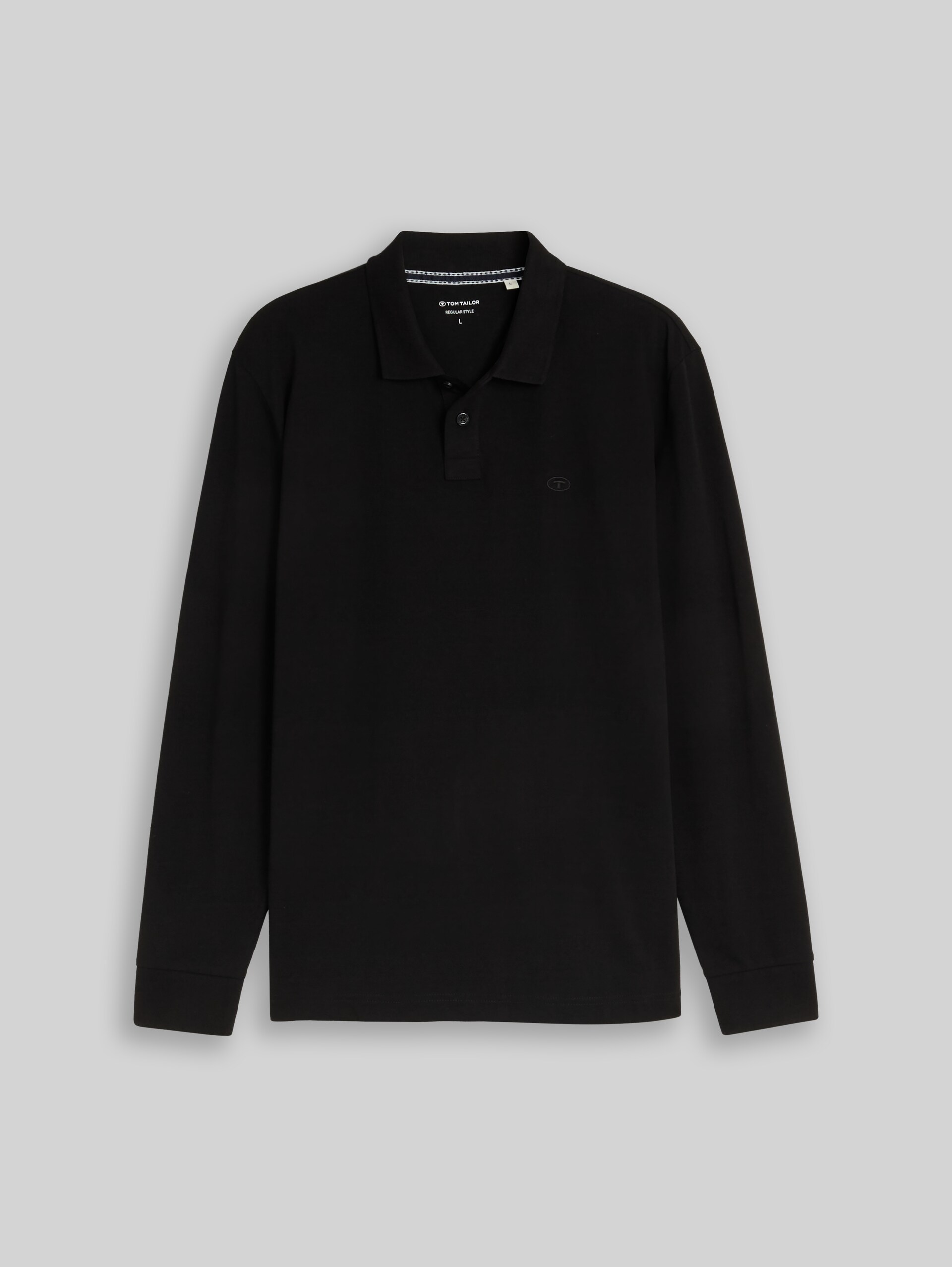 Langarm Piqué Poloshirt - Black
