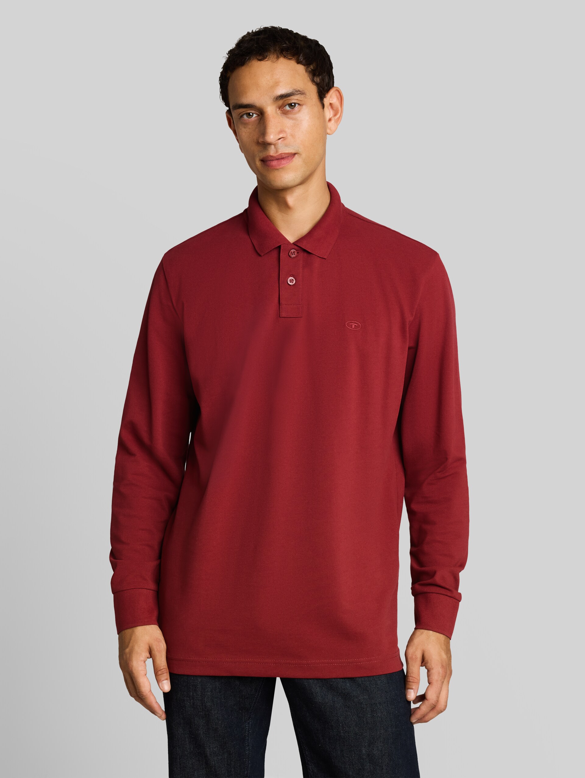 Langarm Piqué Poloshirt - pear red