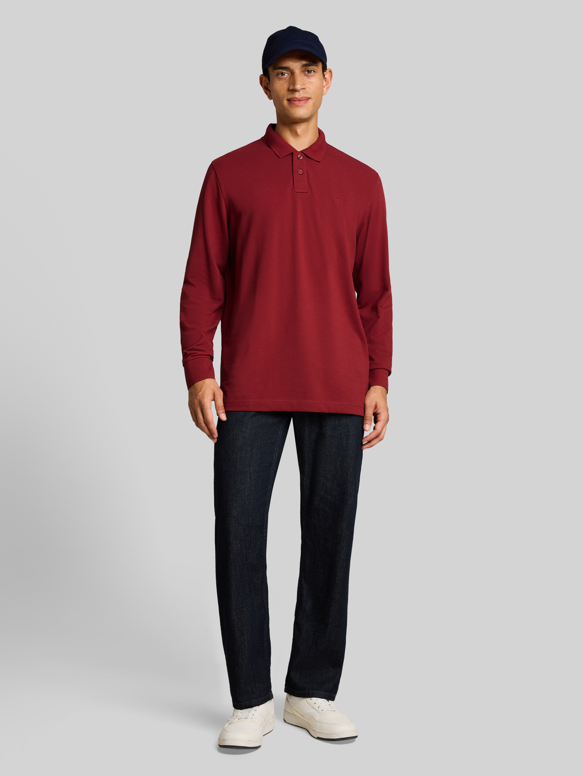Langarm Piqué Poloshirt - pear red