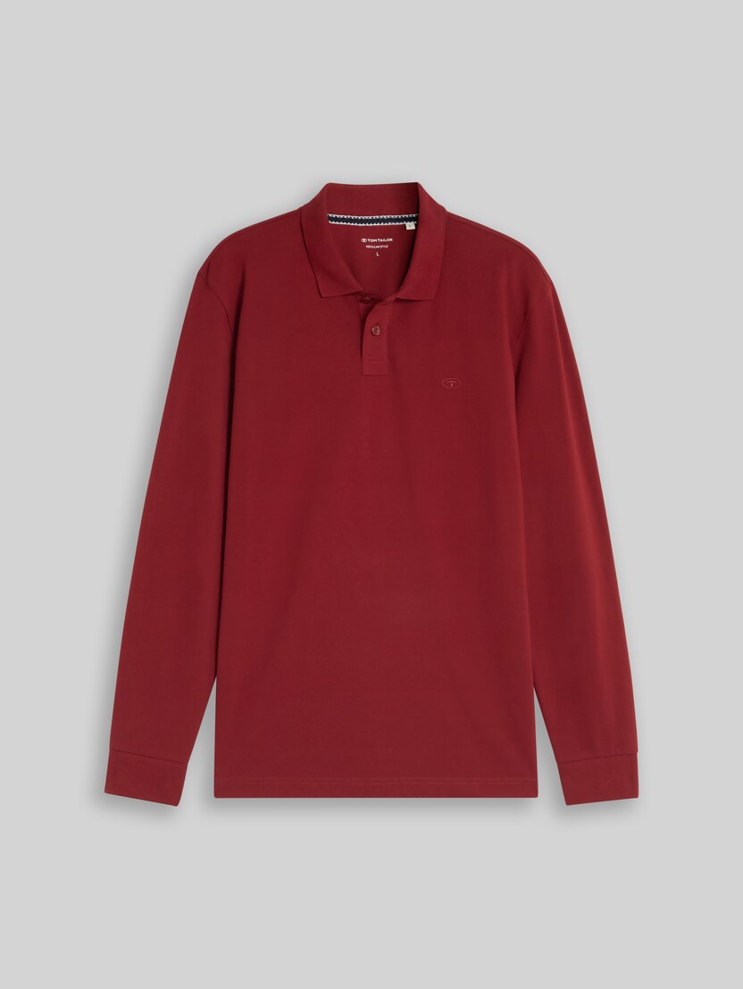 Long-sleeved piqué polo shirt by Men, pear red