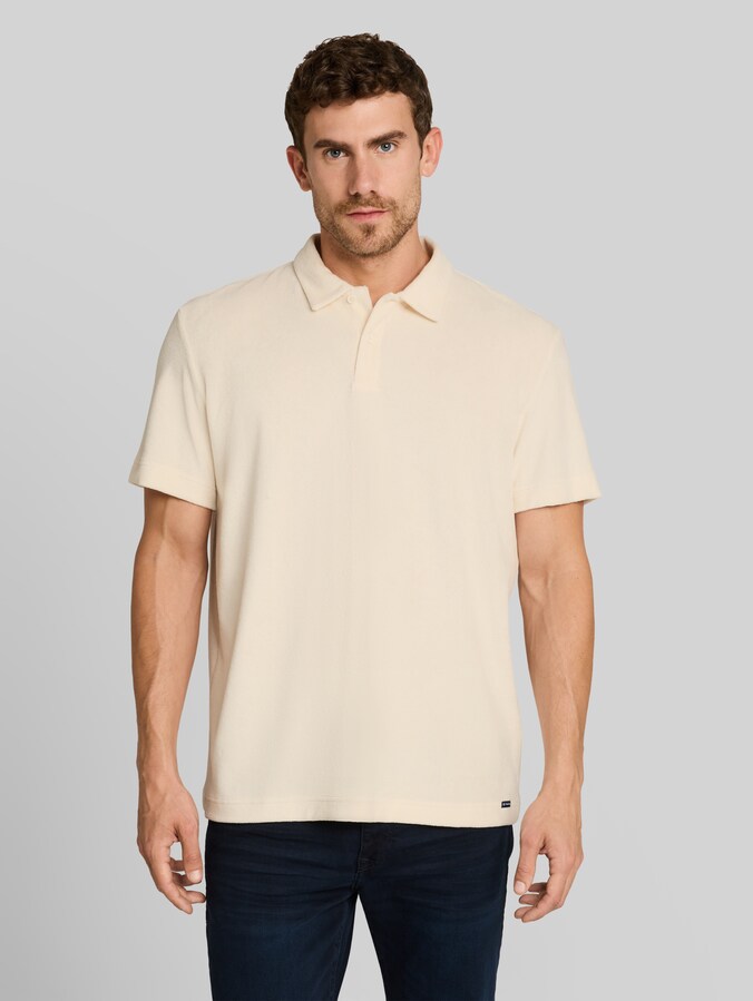 Poloshirt van badstof door Men, Gardenia White