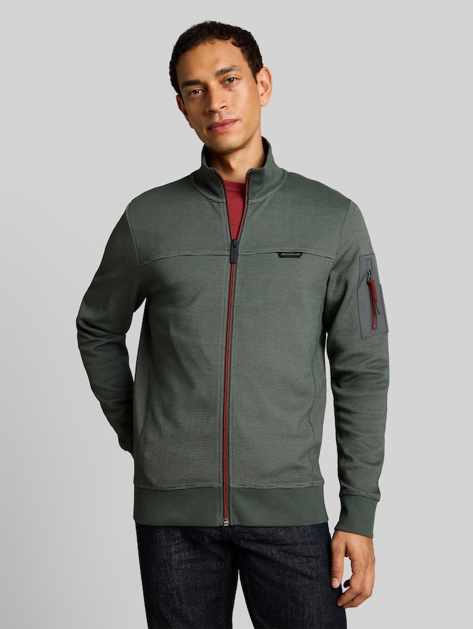 Sweatjacke mit Ärmeltasche von Men, Darkest Olive