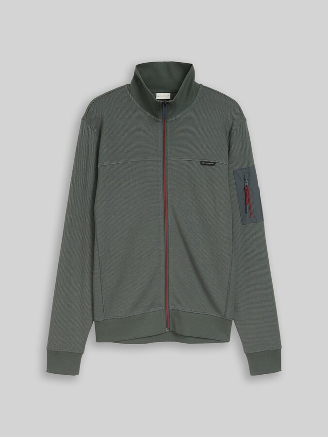 Sweatshirt jacket with sleeve pocket by Men, Darkest Olive