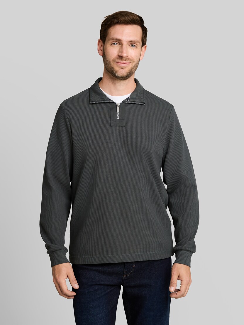 Troyer-sweatshirt van katoen door Men, Darkest Olive