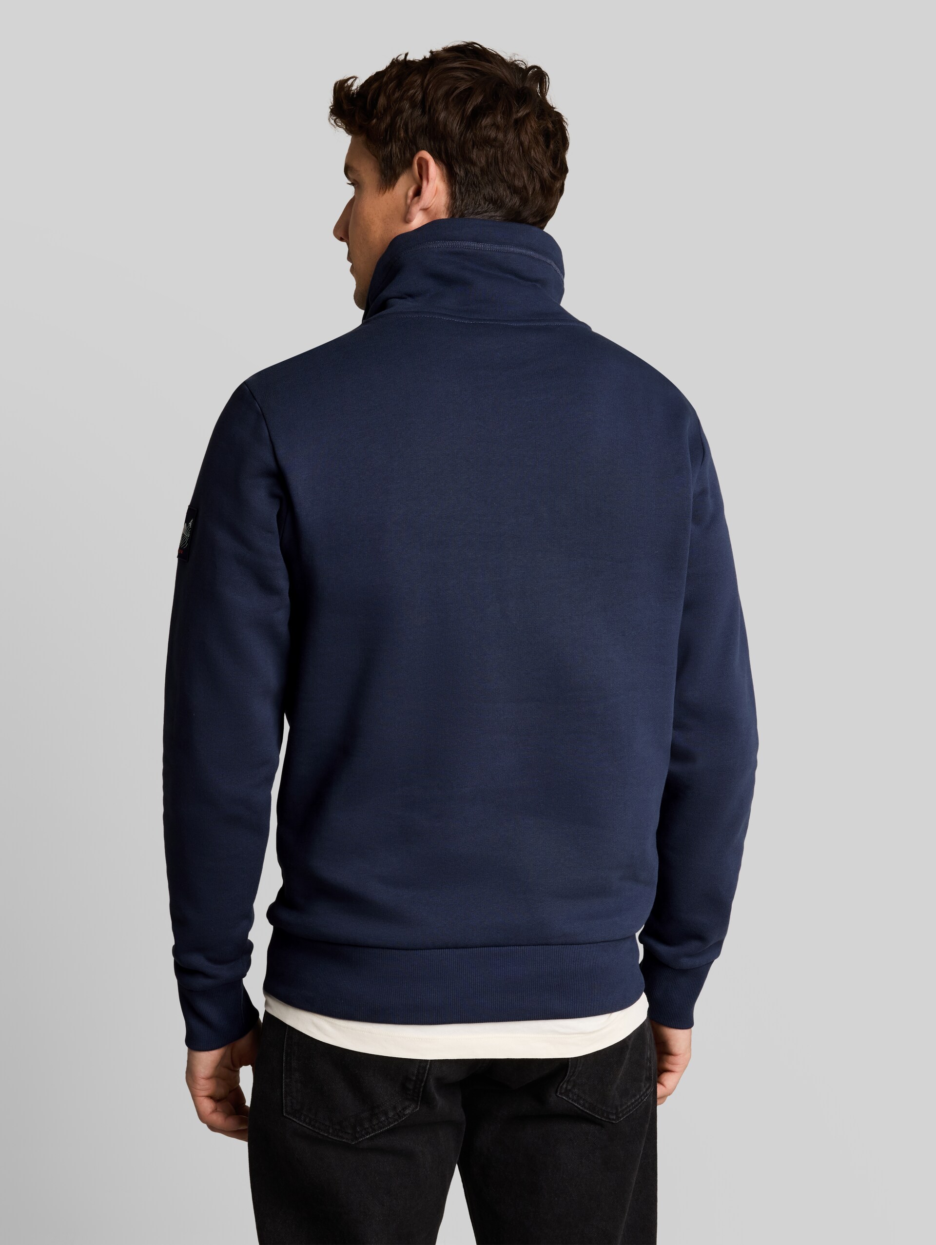 Snood-sweatshirt van katoen - Indigo Ink Blue - Neklijn model-achteraanzicht