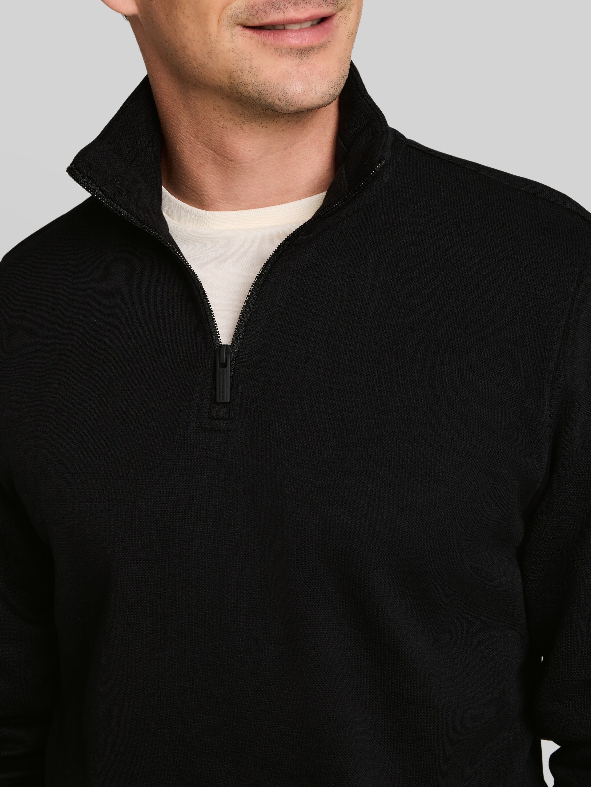 Troyer Sweatshirt - Black - Detail-Model-Ansicht