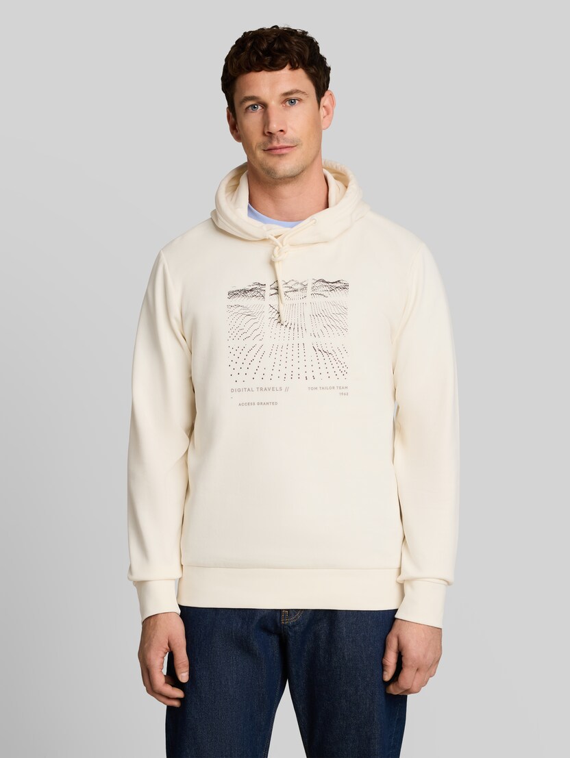 Sweat à capuche imprimé par Men, Gardenia White