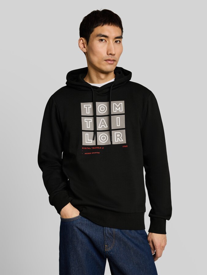 Sweat à capuche imprimé par Men, Black