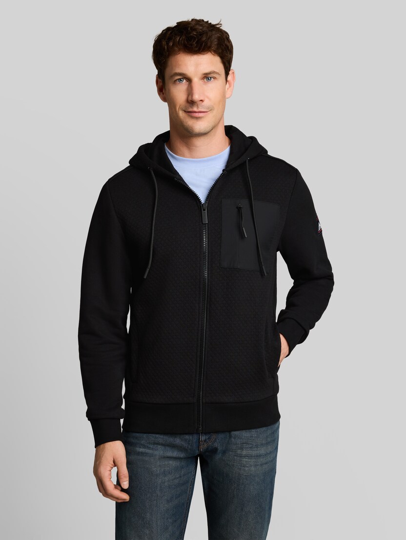 Hoodie-sweatjack met borstzak door Men, Black