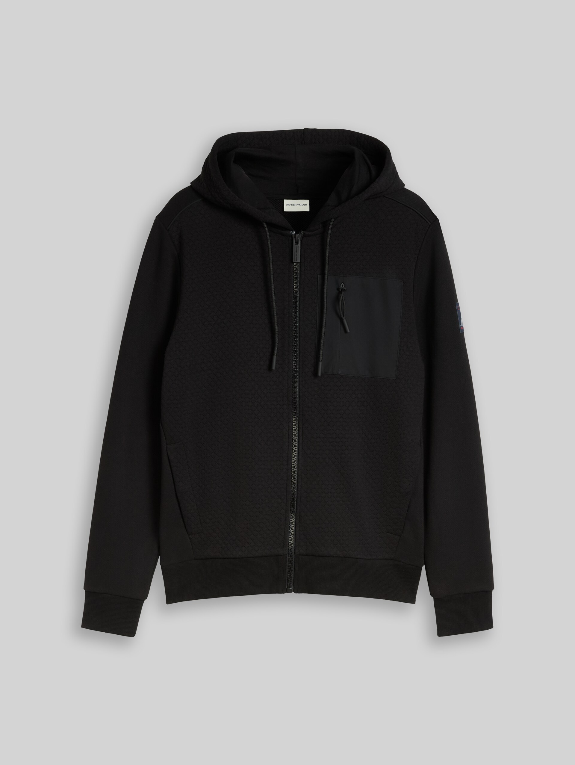 Veste à capuche avec poche poitrine - Black - Vue de face du produit
