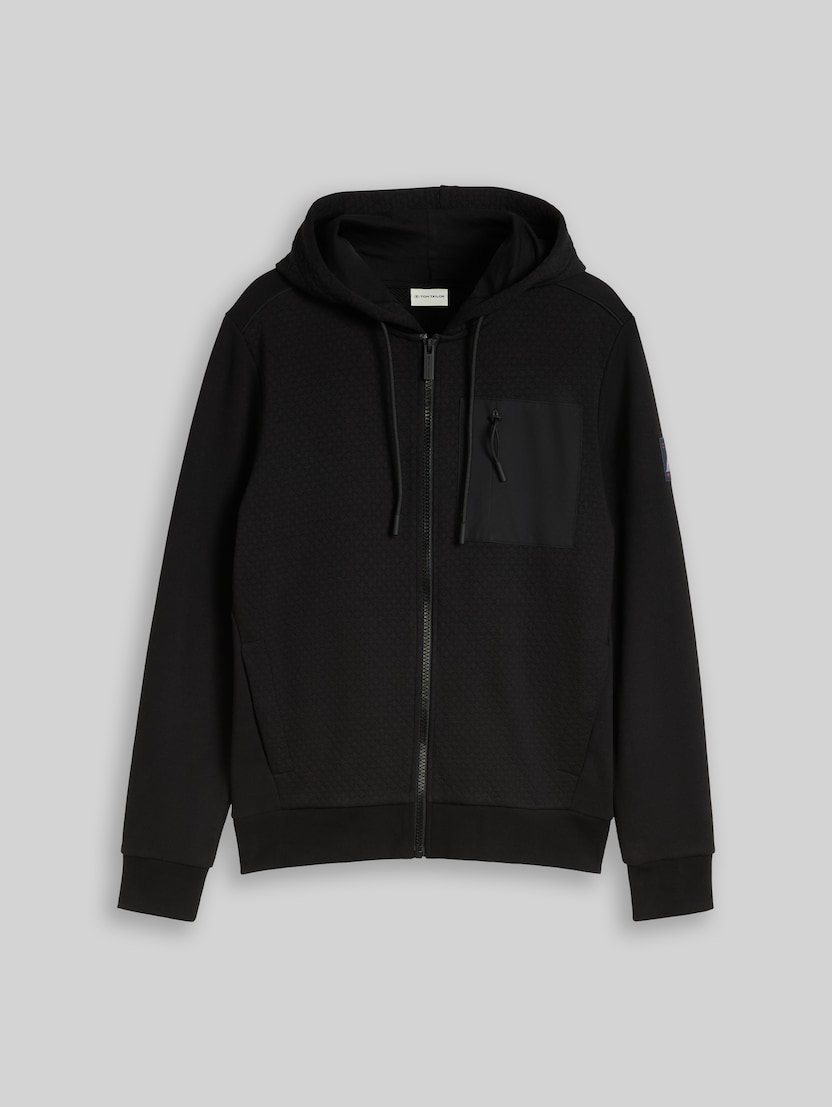 Hoodie Sweatjacke mit Brusttasche von Men, Black