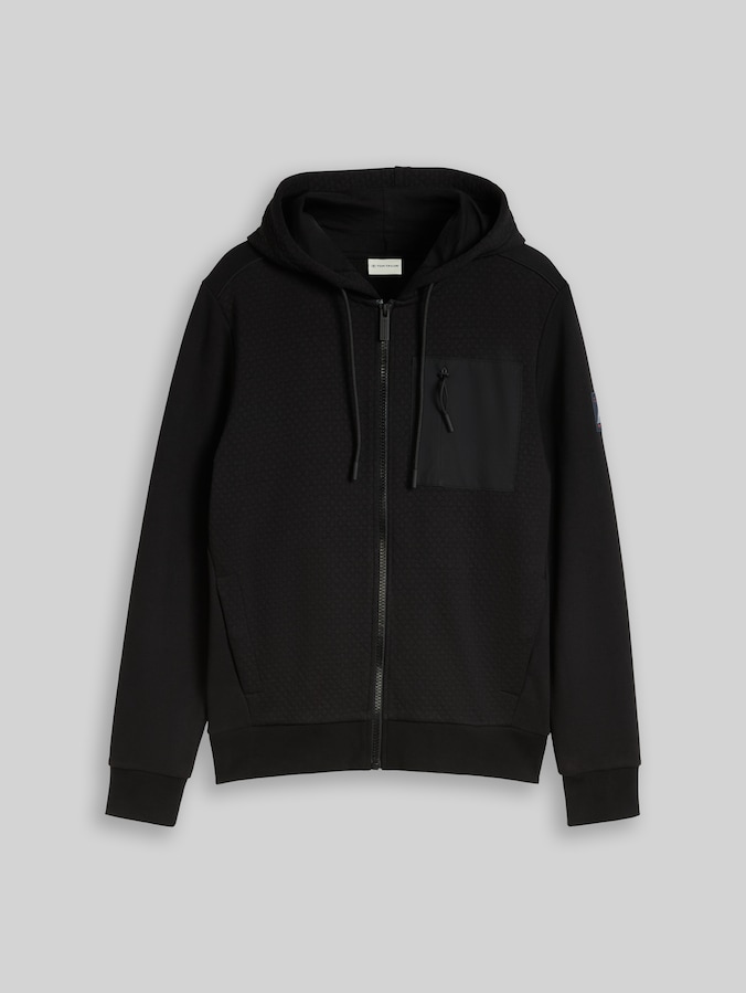 Hoodie-sweatjack met borstzak door Men, Black