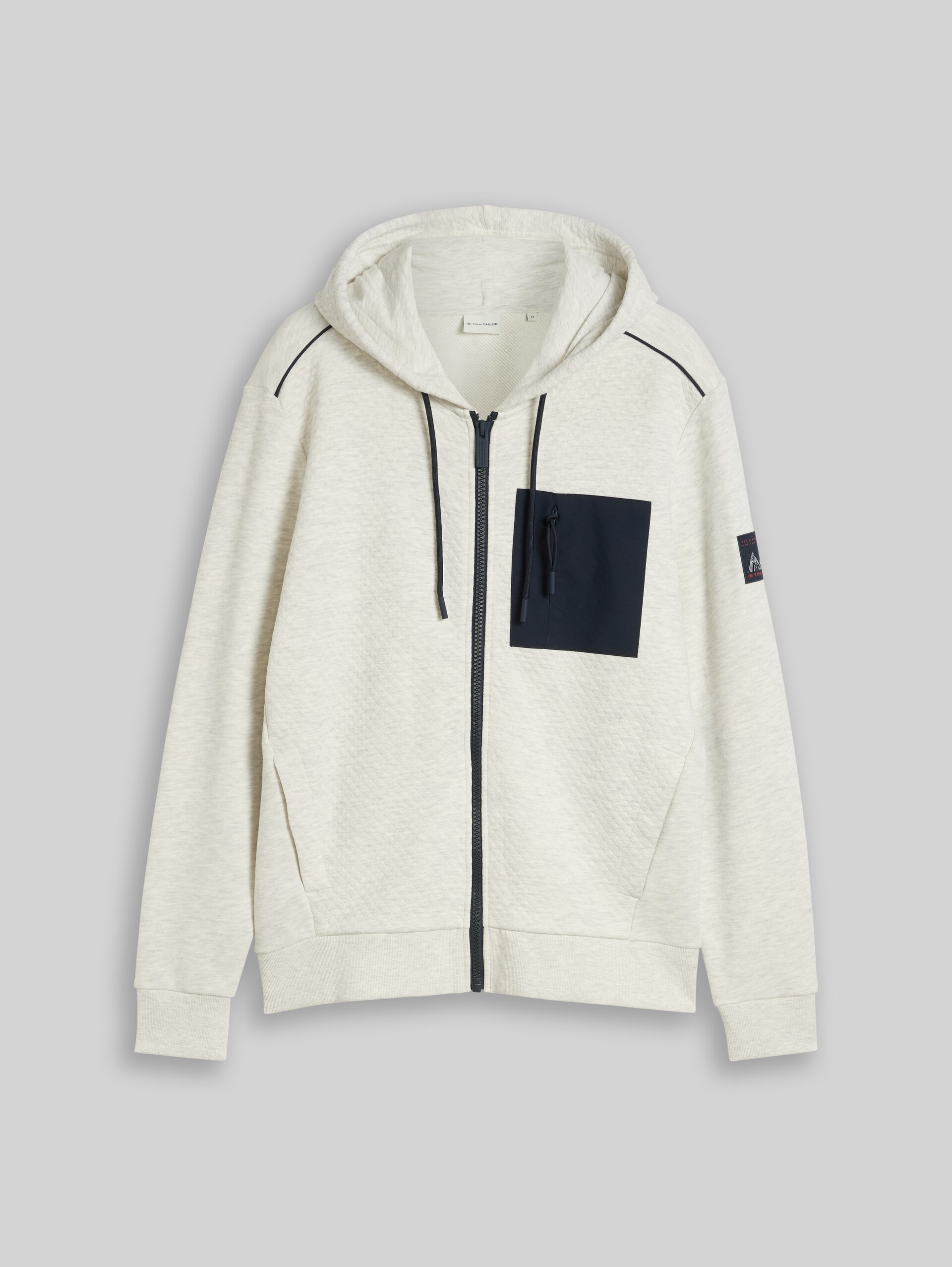 Hoodie Sweatjacke mit Brusttasche - soft buttercream melange - Vorder-Produkt-Ansicht