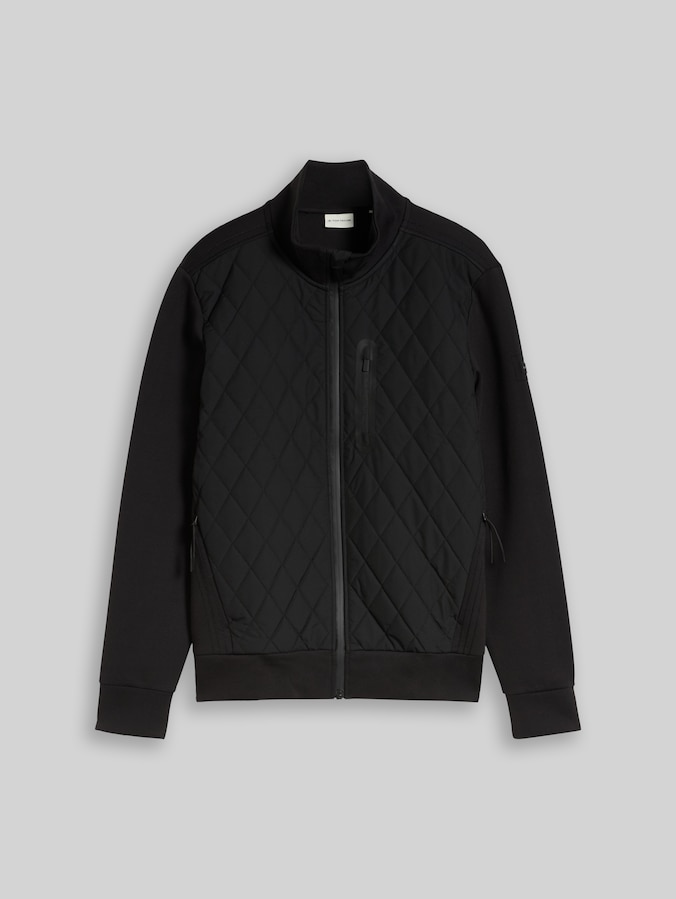 Hybride sweatshirt met opstaande kraag door Men, Black