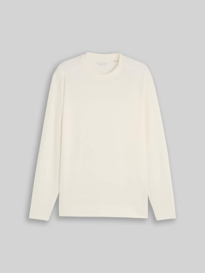 T-shirt met lange mouwen in used-look door Men, Gardenia White