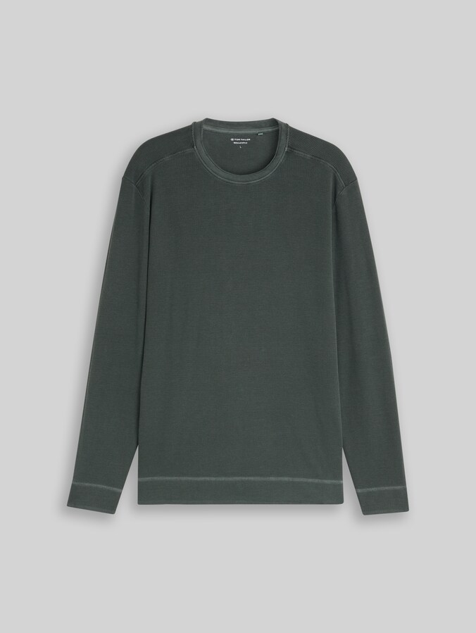 T-shirt à manches longues effet usé par Men, Darkest Olive