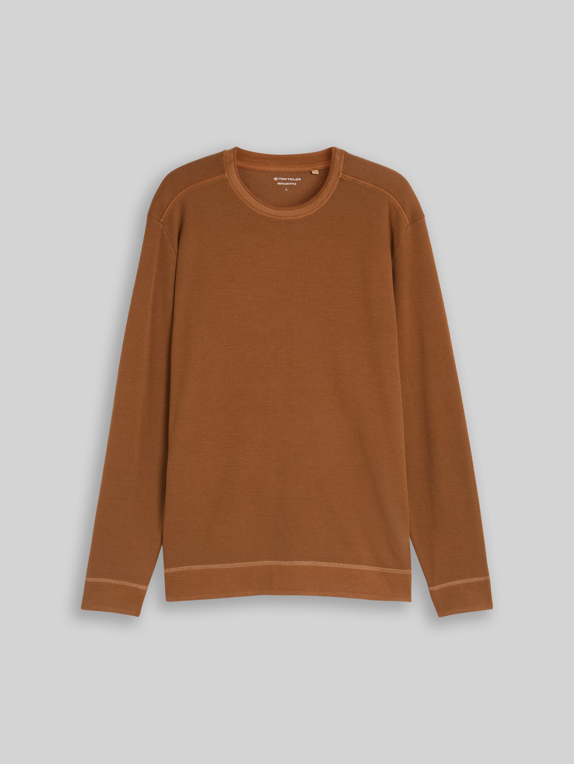 Langarmshirt im Used-Look - bright camel brown - Vorder-Produkt-Ansicht