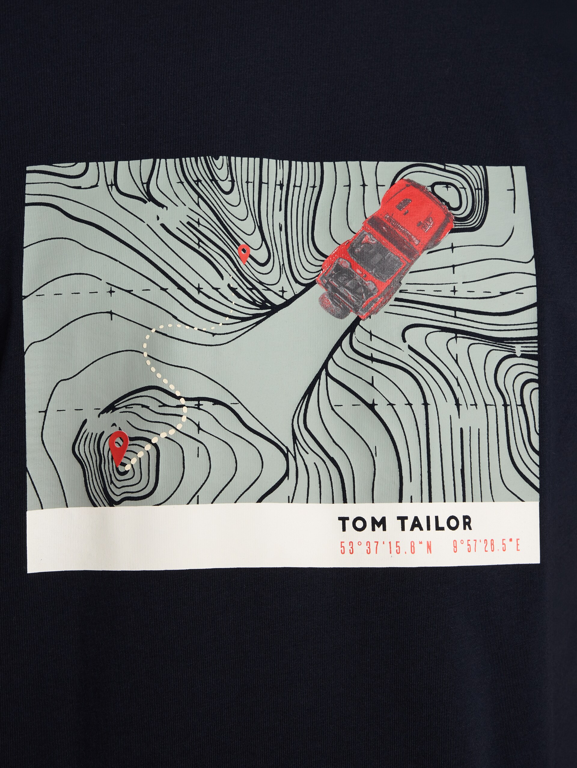 T-Shirt mit Print - sky captain blue - Detail-Model-Ansicht