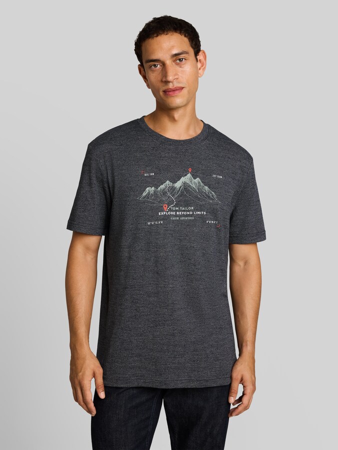 T-Shirt mit Print von Men, navy gardenia white injected