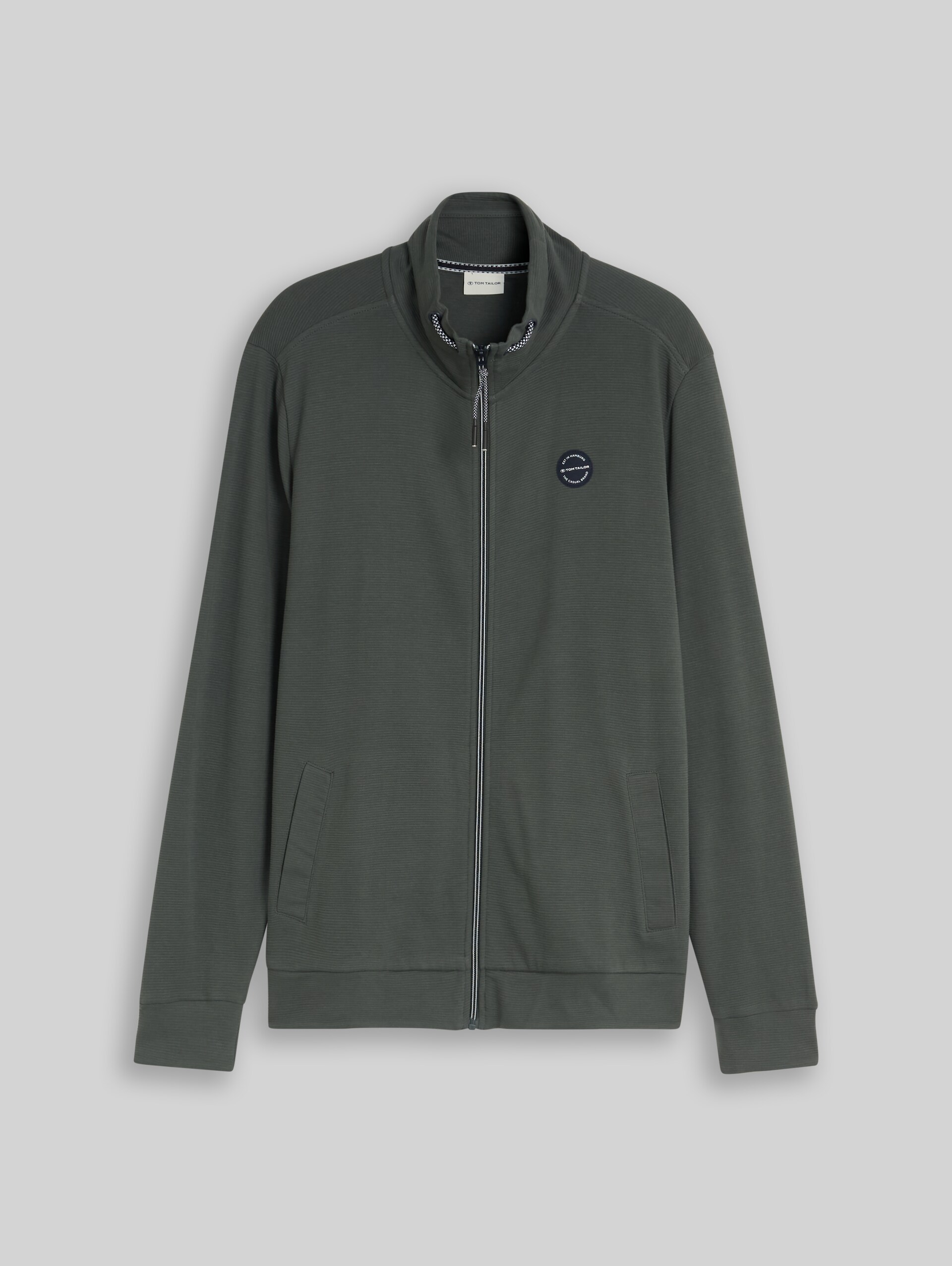 Sweatjacke aus Baumwolle - Darkest Olive - Vorder-Produkt-Ansicht