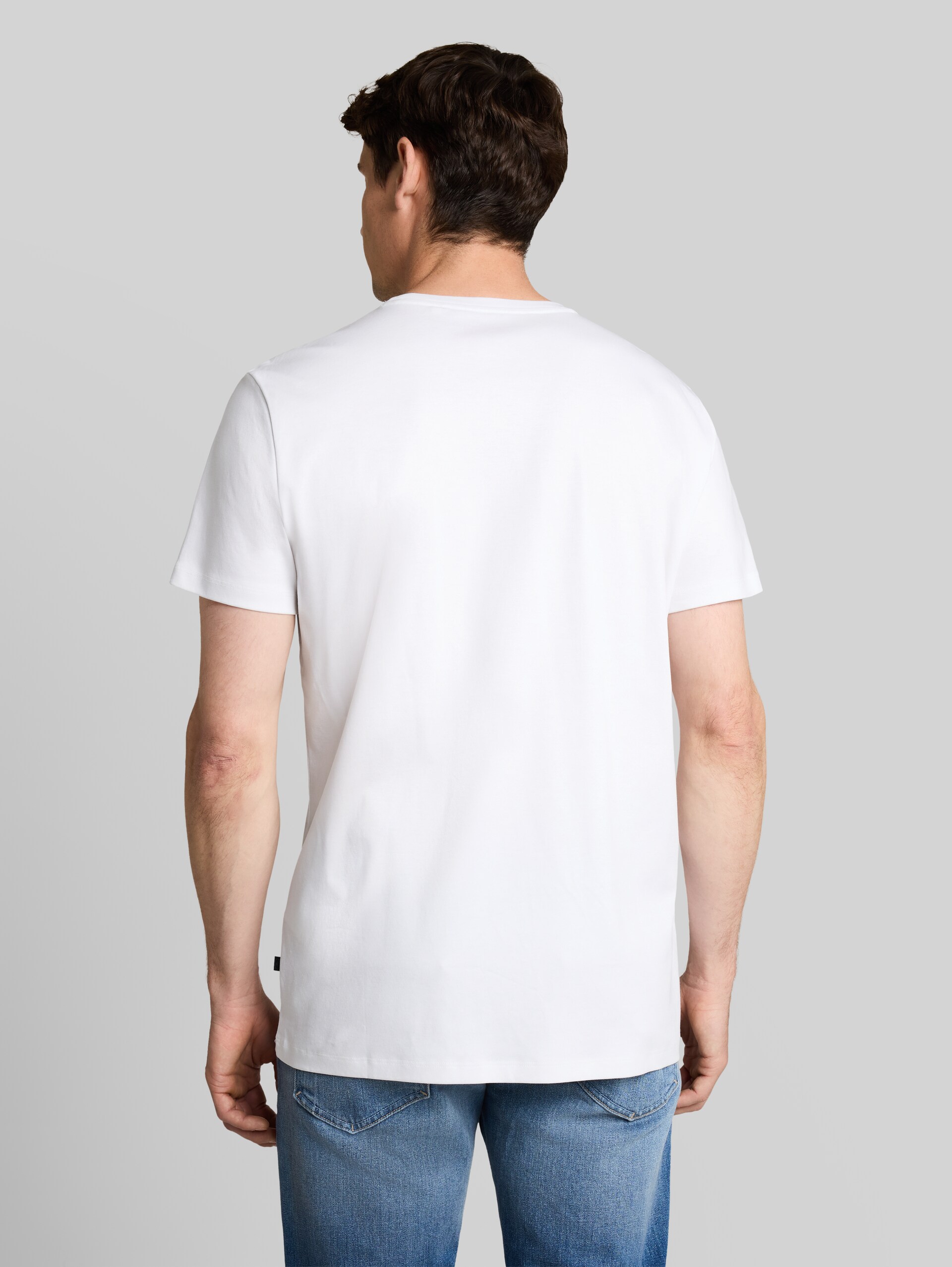 T-shirt in effen kleuren - White - Neklijn model-achteraanzicht