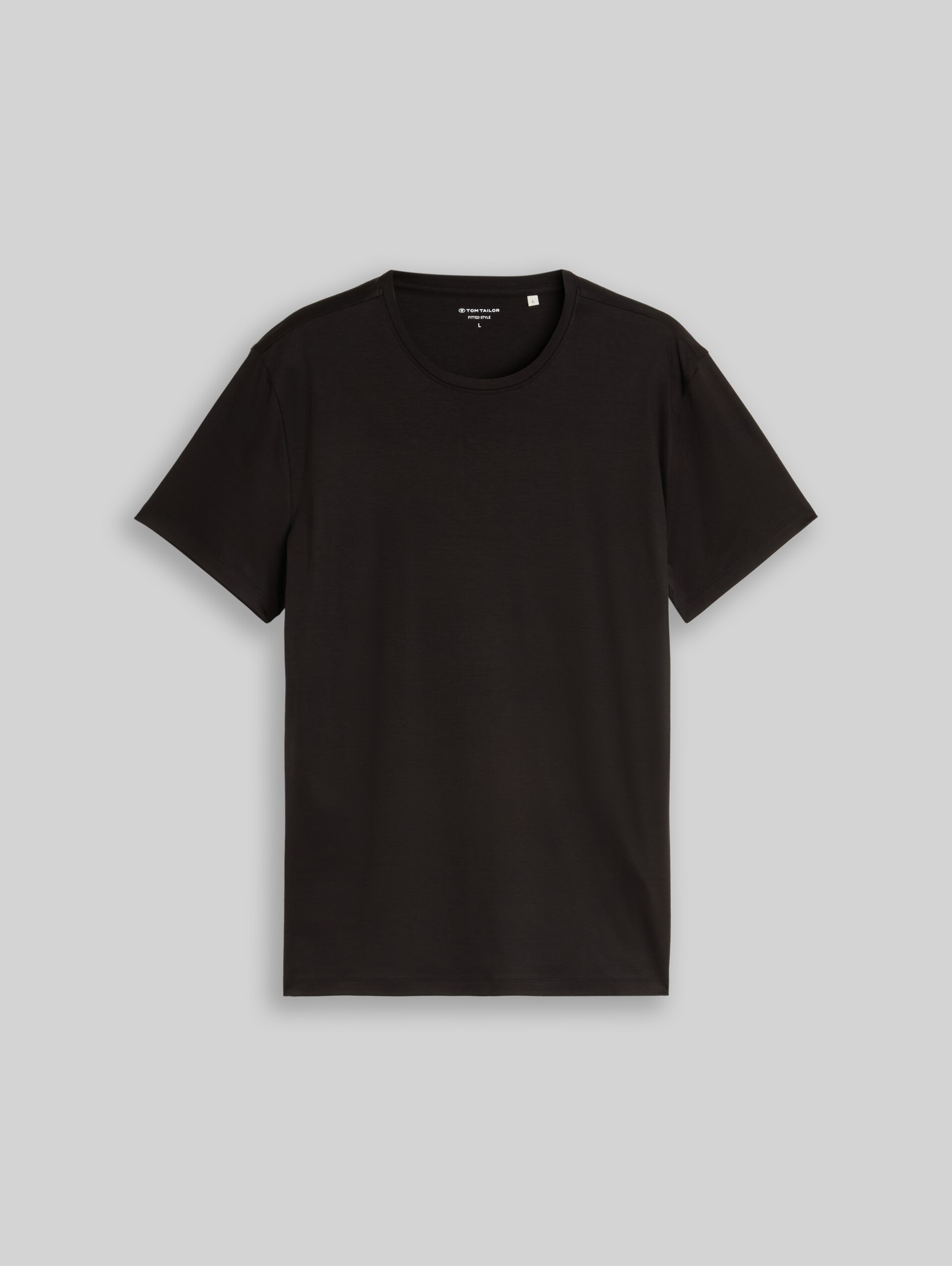 T-shirt in effen kleuren - Black - Product vooraanzicht