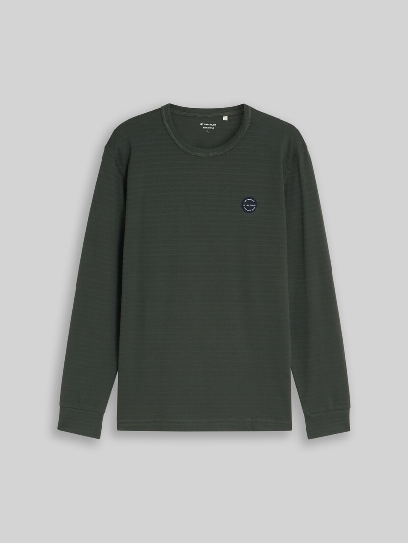 Langarmshirt mit Logo-Badge von Men, Darkest Olive