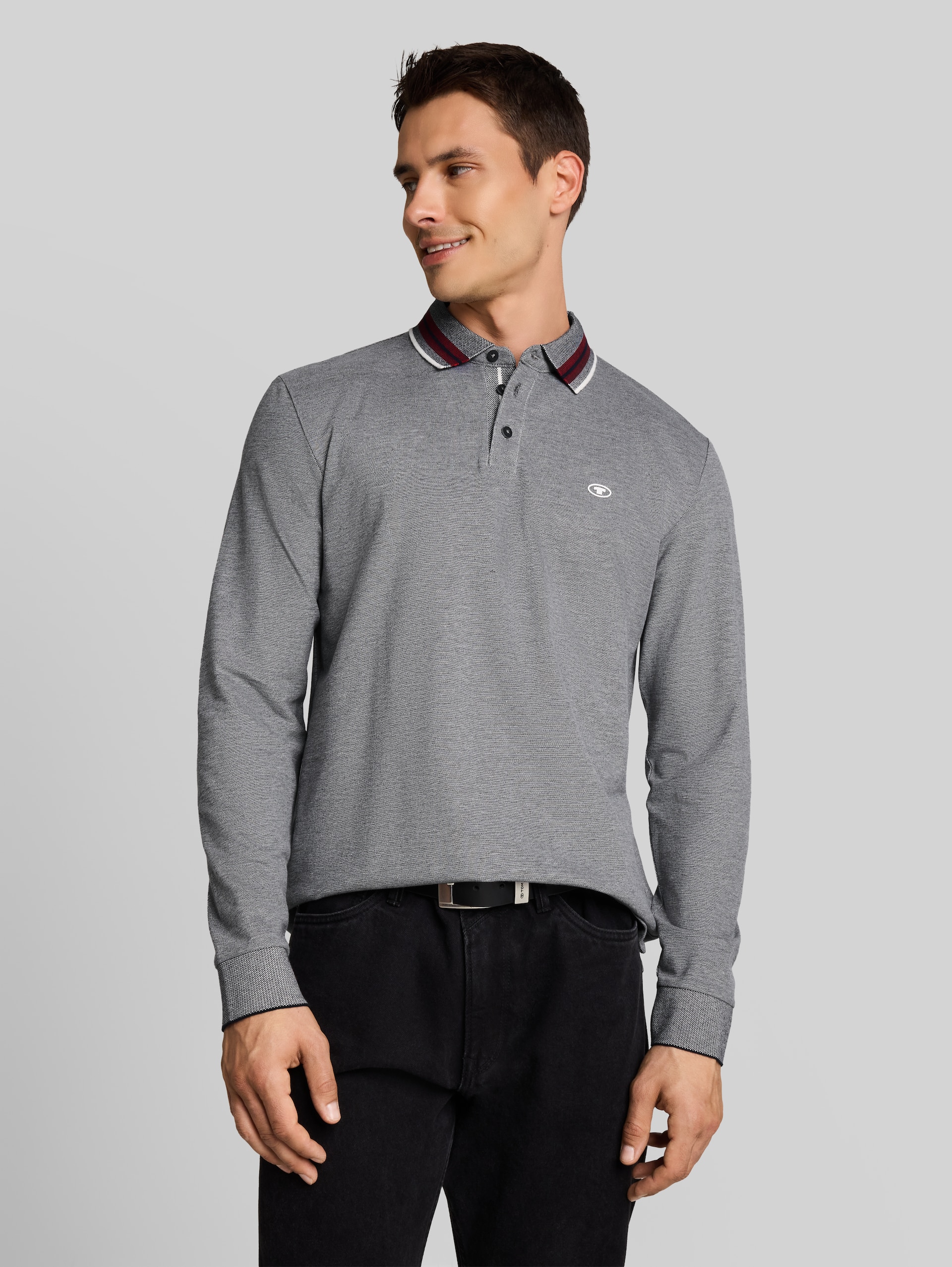 Polo Shirt 1/1 - navy white two tone pique
