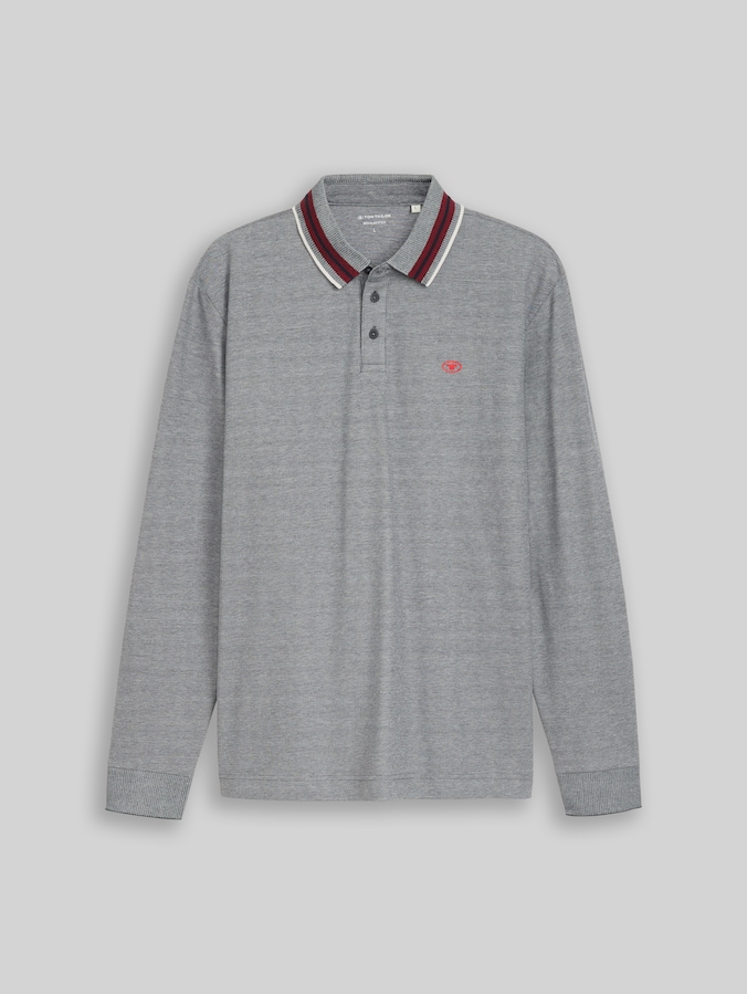 Langarm Piqué Poloshirt mit Logo-Print von Men, navy white two tone pique