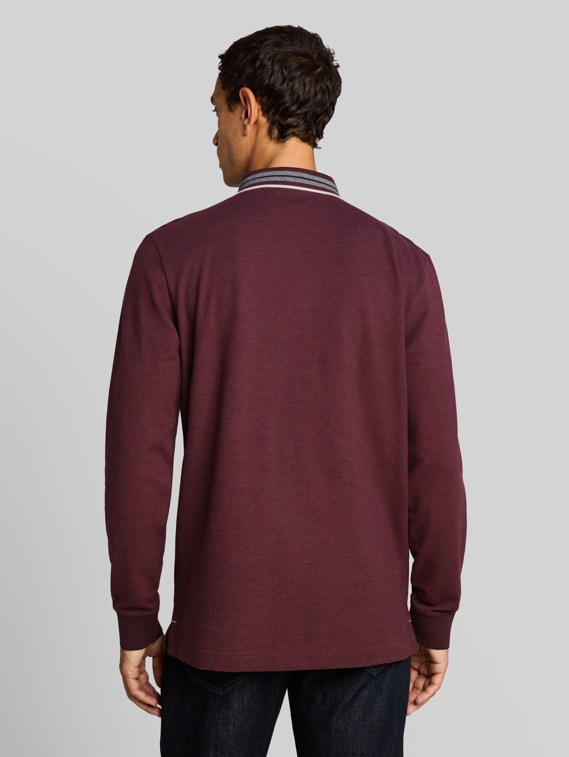 Piqué poloshirt met lange mouwen en logoprint - pear red navy two tone
