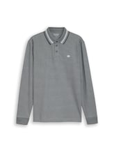 Ausgewählt, Langarm Piqué Poloshirt mit Logo-Print von Tom Tailor, grün