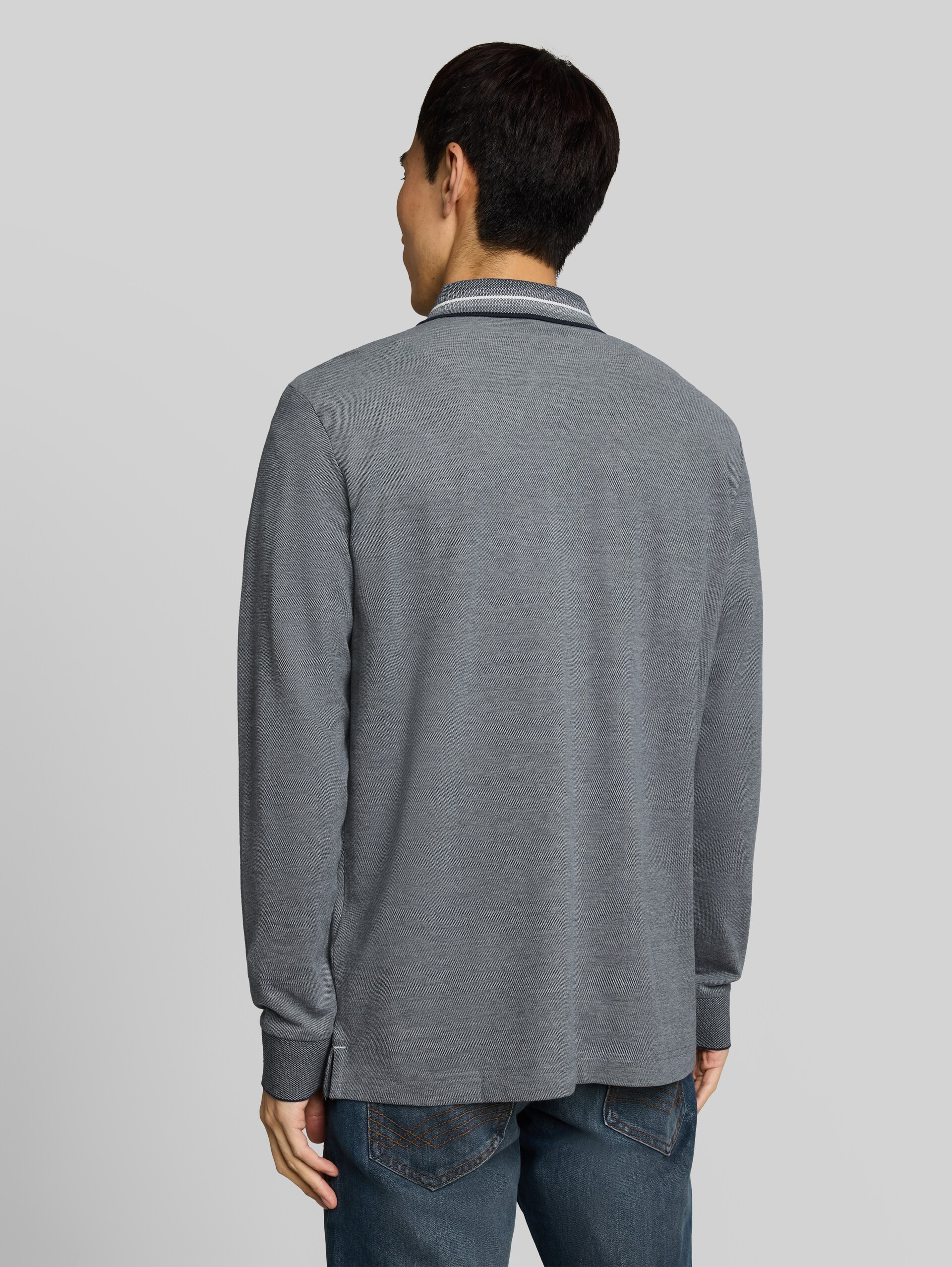 Langarm Piqué Poloshirt mit Logo-Print - indigo blue mint two tone