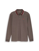 Geselecteerd, Piqué-poloshirt met lange mouwen en logo-print door Tom Tailor, bruin