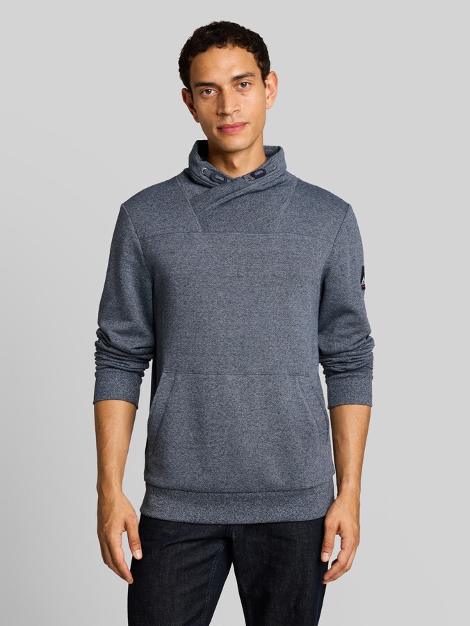 Snood Sweatshirt in Melange-Optik von Men, navy grindle structure