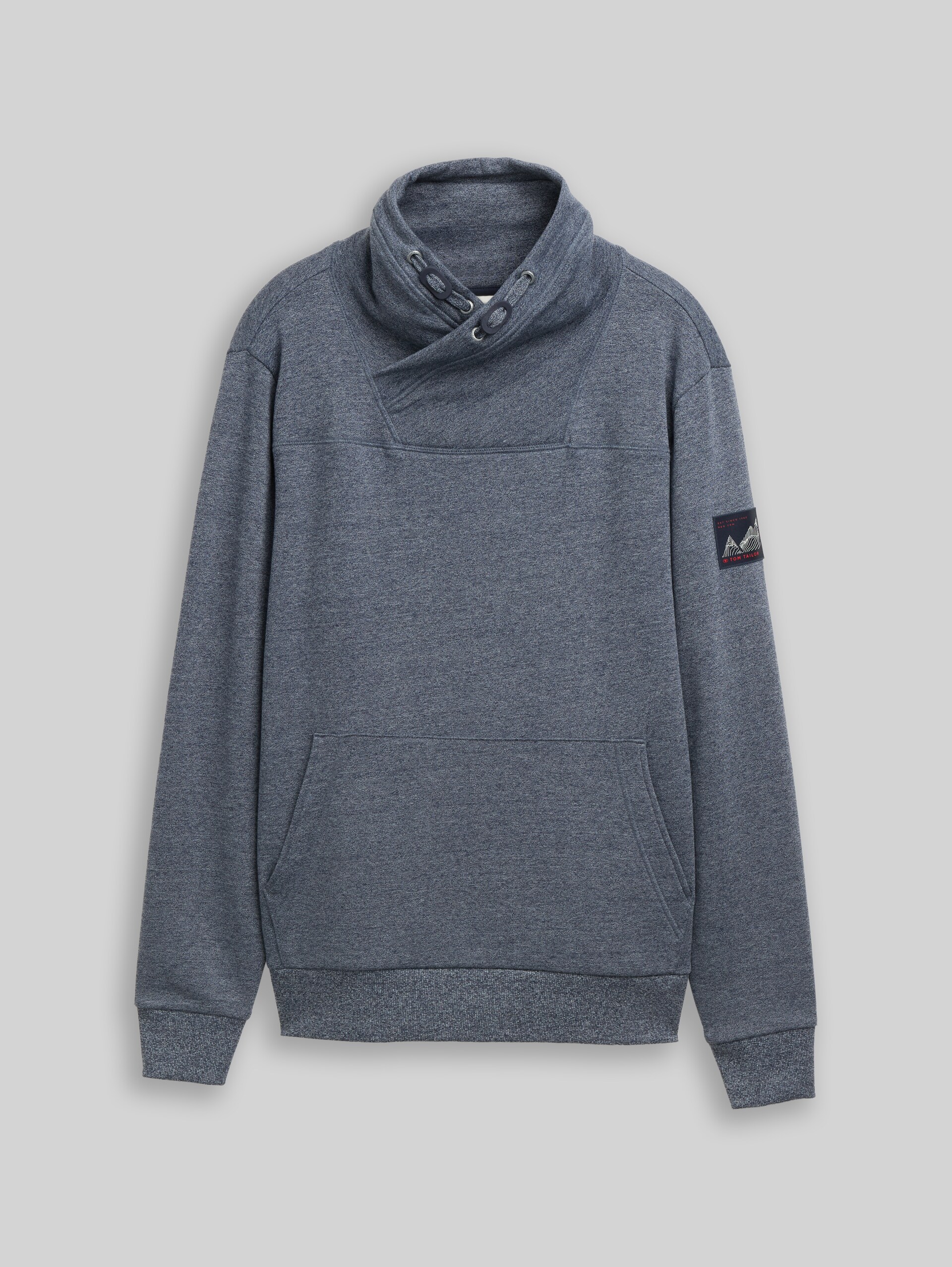 Sweat à col snood effet chiné - navy grindle structure - Vue de face du produit