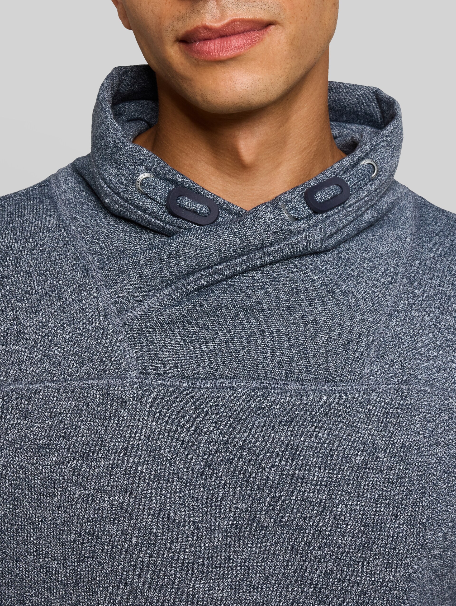 Sweat à col snood effet chiné - navy grindle structure - Vue détaillée du modèle