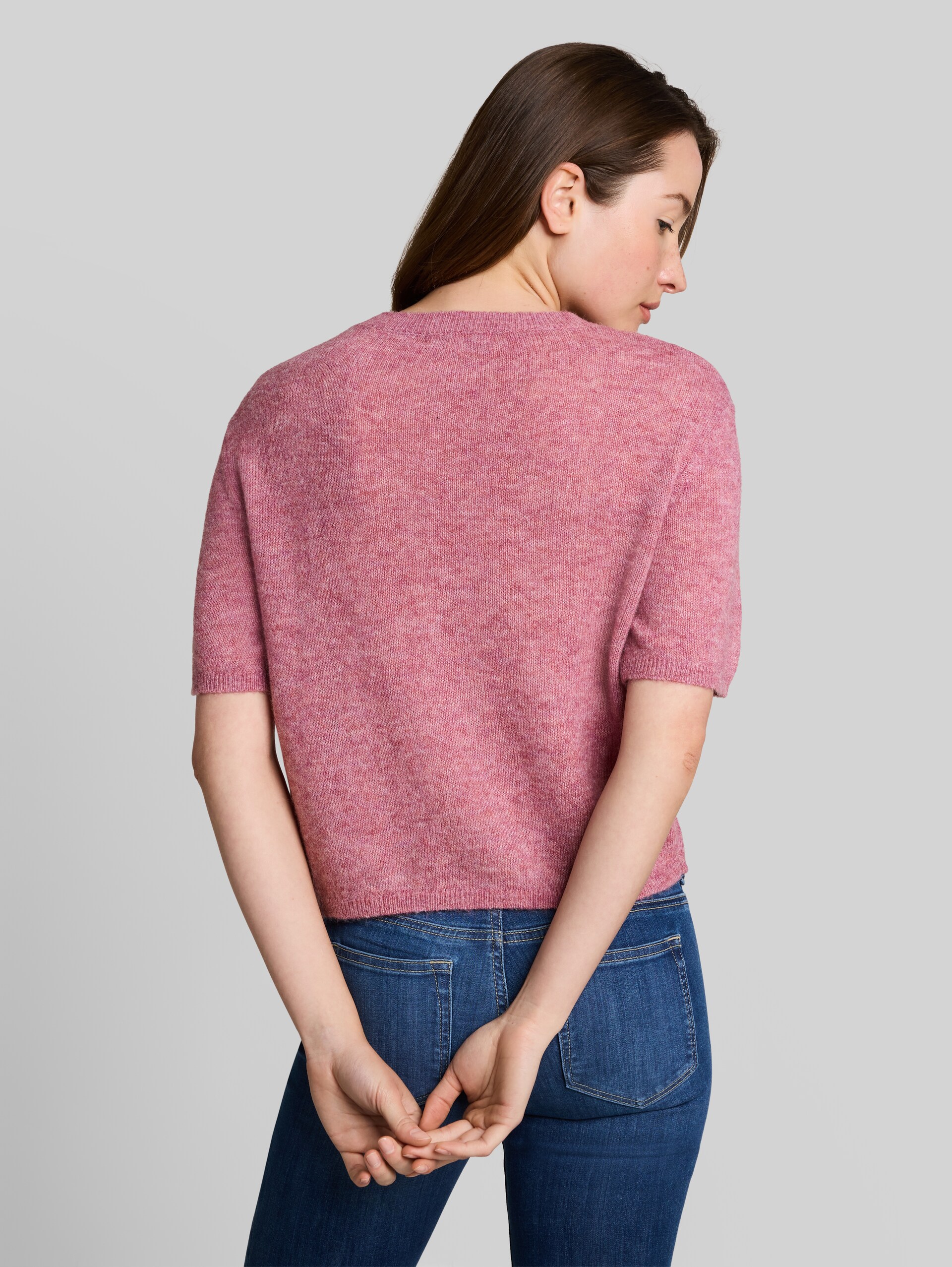 Lightweight Strickpullover mit Alpaka-Anteil - dusty berry melange