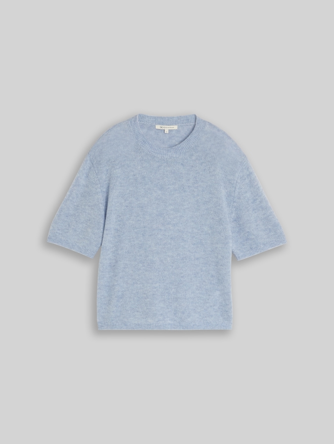 Lichtgewicht gebreide trui met alpaca-aandeel door Denim Female, foggy sky blue melange